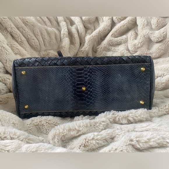 Sherif Genuine Leather Handbag Navy Blue - Picture 5 of 12